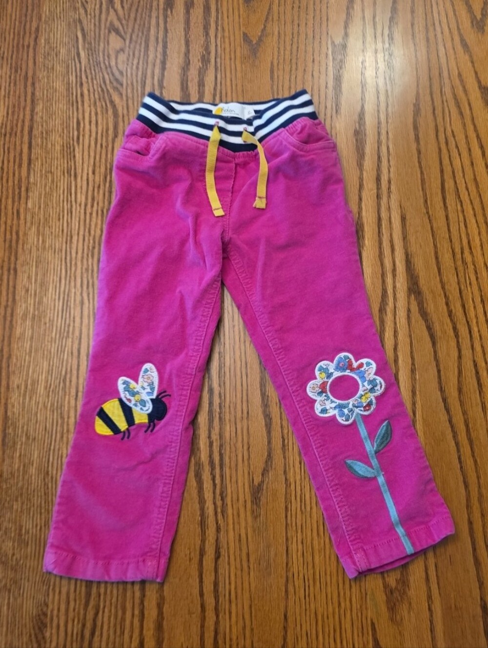 Boden 3 Years Ot 3r Pink Corduroy Bee & Flower Pants